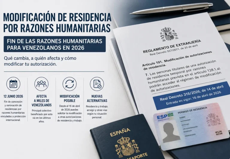 modificación de residencia por razones humanitarias en España para venezolanos